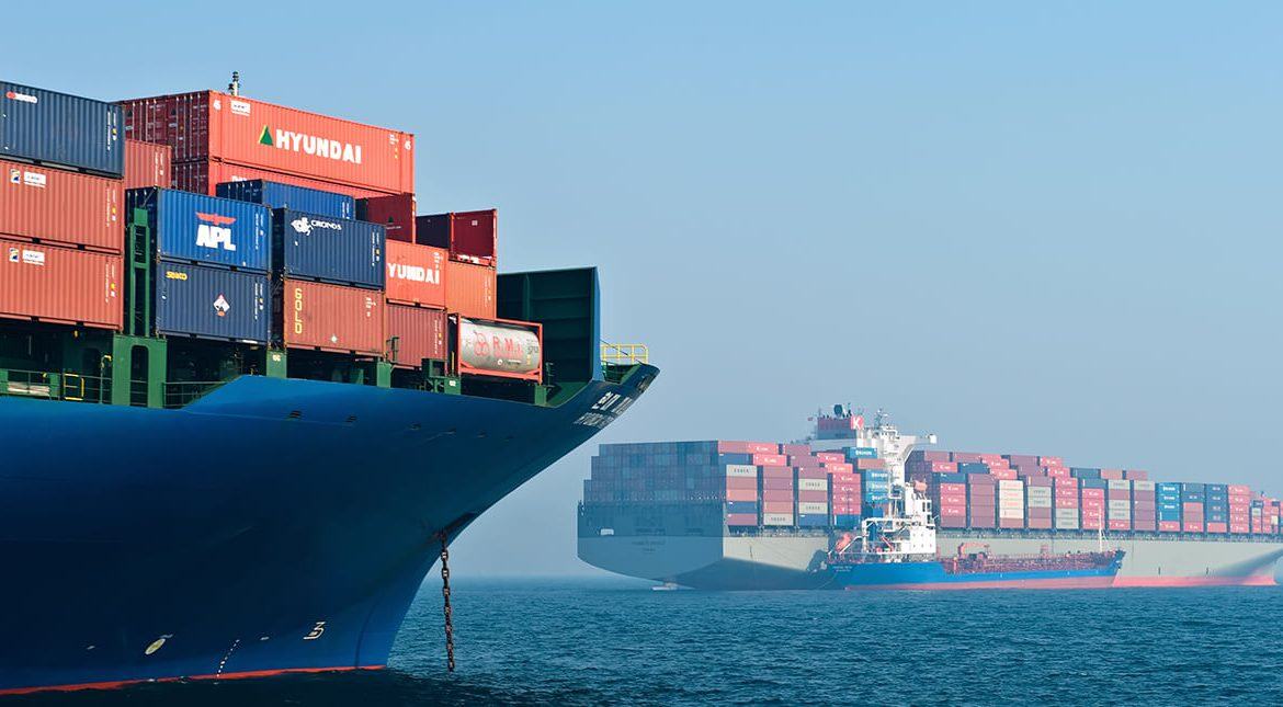 Container ship underway